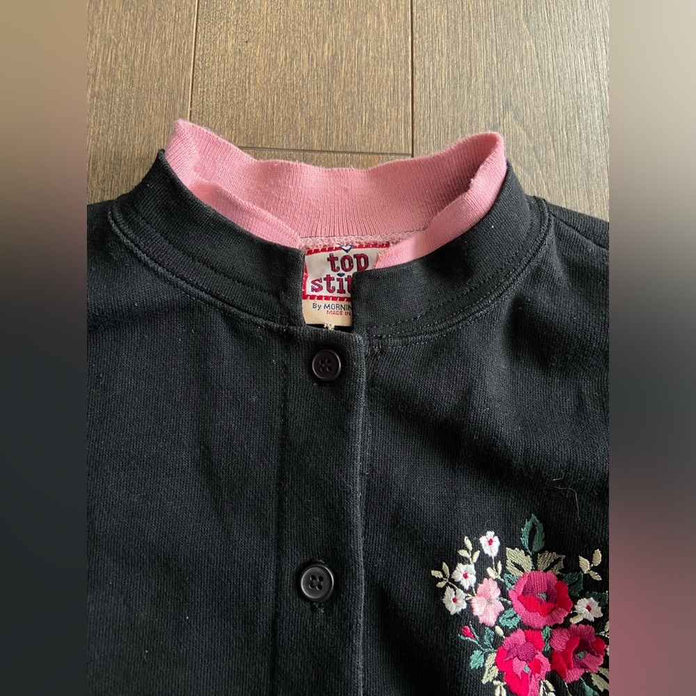Vintage top stitch double collared button up sweater size medium - Picture 4 of 4